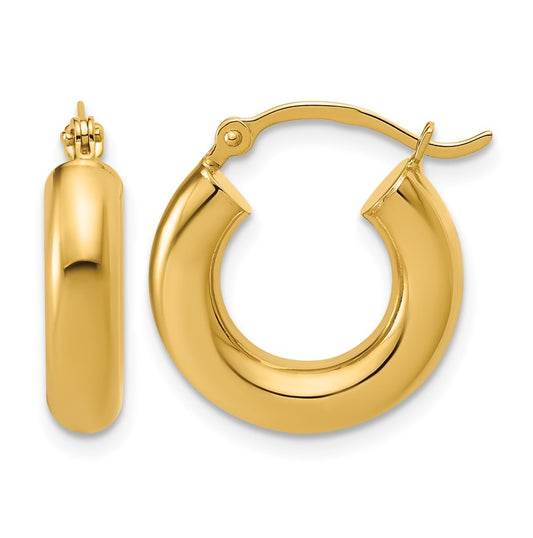 14k Yellow Gold Polished 4mm x 17mm Lightweight Tube Earrings