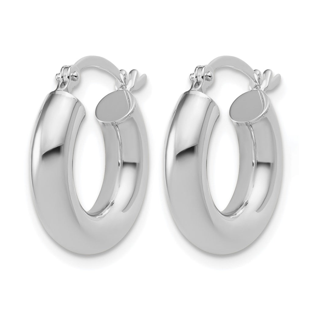 14k White Gold Polished 4mm x 17mm Lightweight Tube Earrings