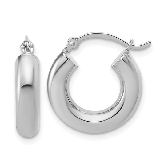 14k White Gold Polished 4mm x 17mm Lightweight Tube Earrings