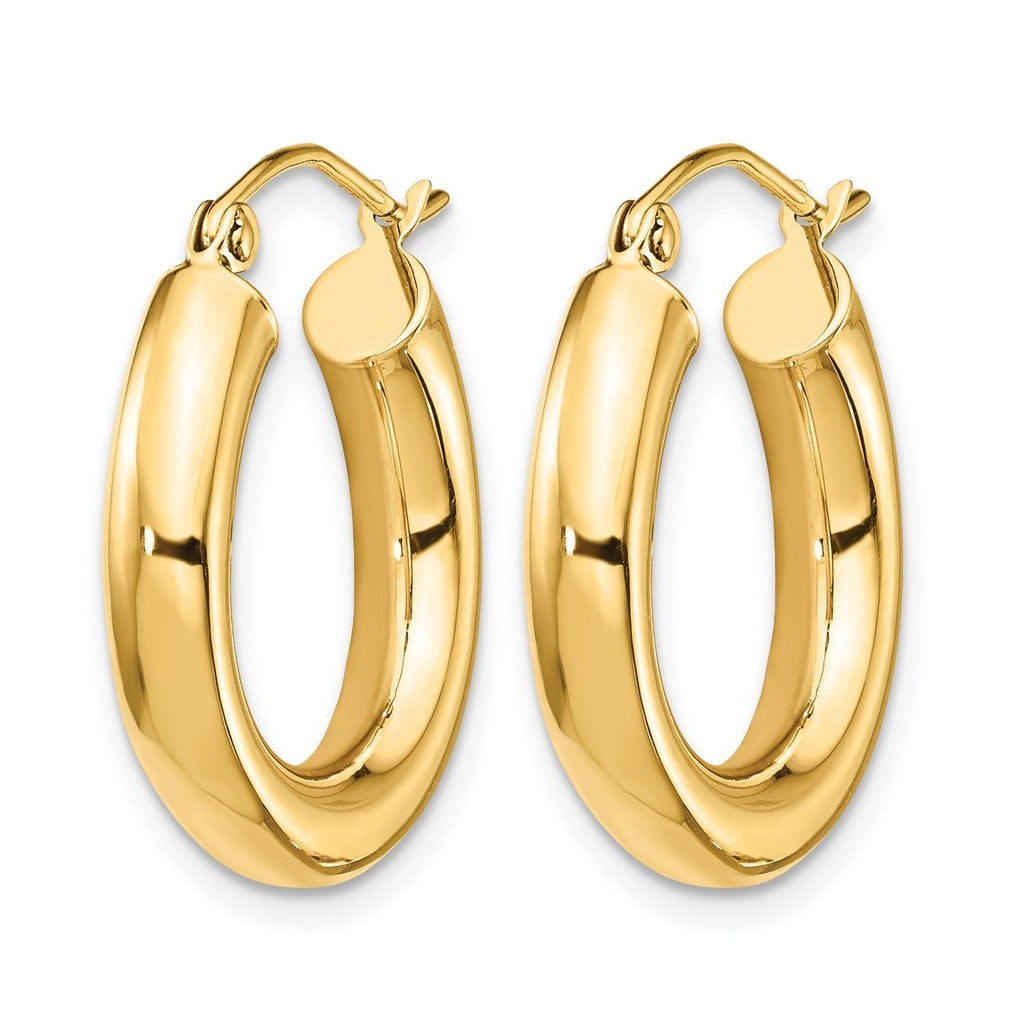 14k Yellow Gold Polished 4mm x 20mm Lightweight Tube Earrings