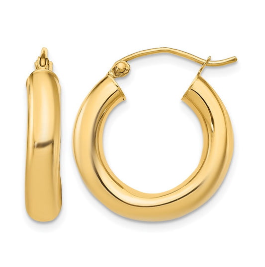14k Yellow Gold Polished 4mm x 20mm Lightweight Tube Earrings