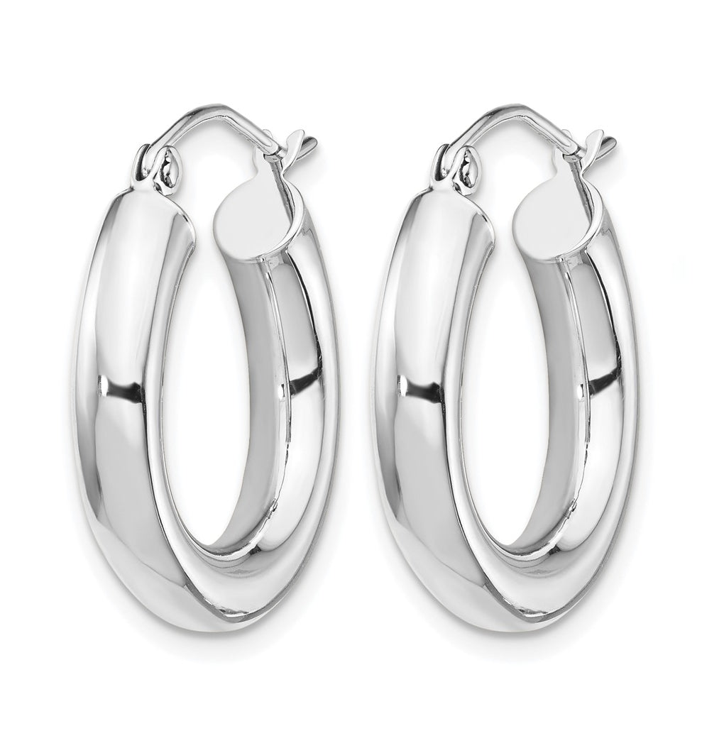 14k White Gold Polished 4mm x 20mm Lightweight Tube Earrings