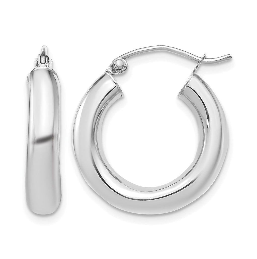 14k White Gold Polished 4mm x 20mm Lightweight Tube Earrings