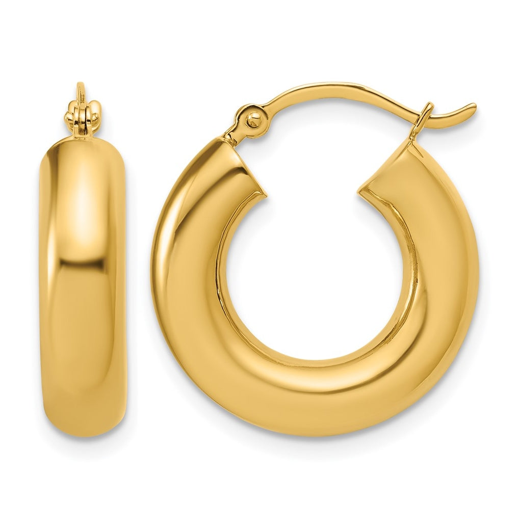 14k Yellow Gold Polished 5mm x 20mm Lightweight Hoop Earrings