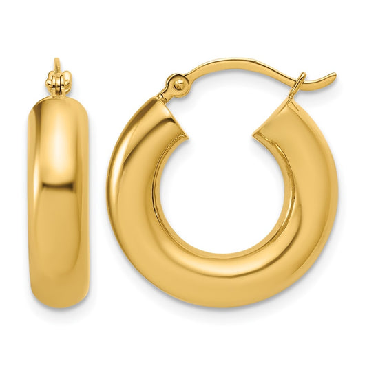 14k Yellow Gold Polished 5mm x 20mm Lightweight Hoop Earrings