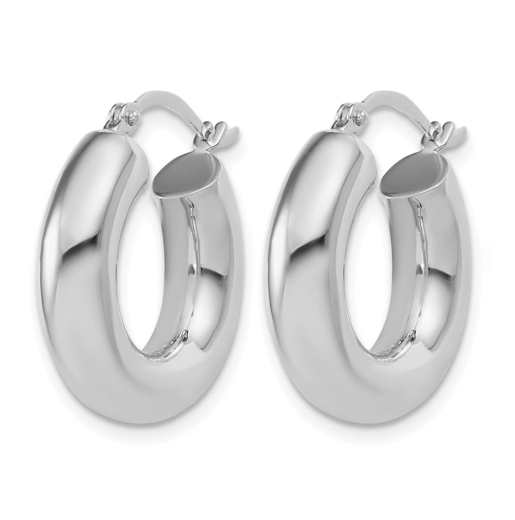 14k White Gold Polished 5mm x 20mm Lightweight Hoop Earrings