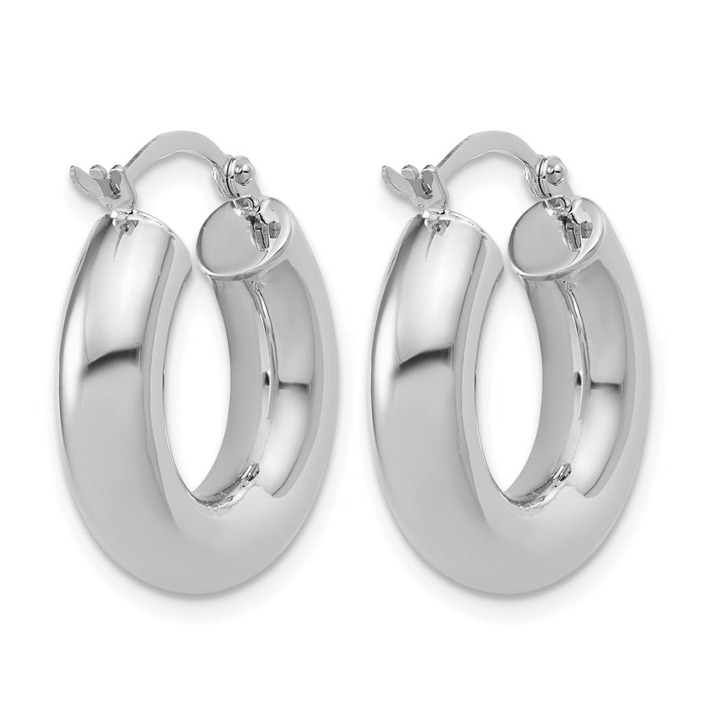 14k White Gold Polished 5mm x 20mm Lightweight Hoop Earrings