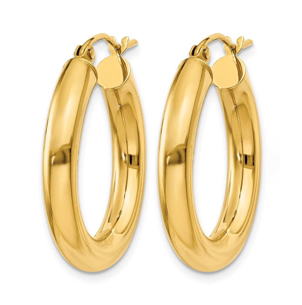 14k Yellow Gold Polished 5mm x 25mm Lightweight Hoop Earrings