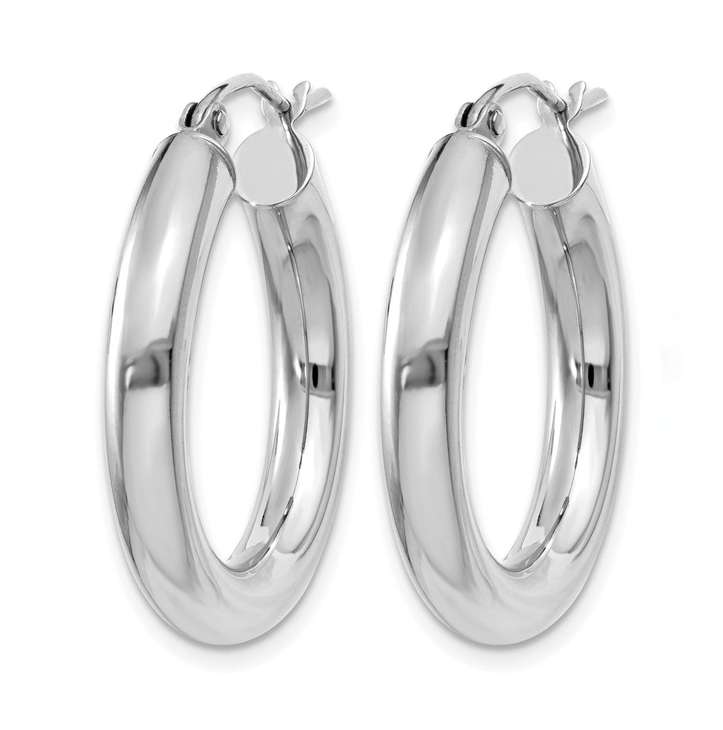14k White Gold Polished 5mm x 25mm Lightweight Hoop Earrings