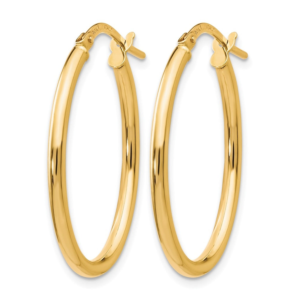 14k Yellow Gold Polished Oval Hinged Hoop Earrings