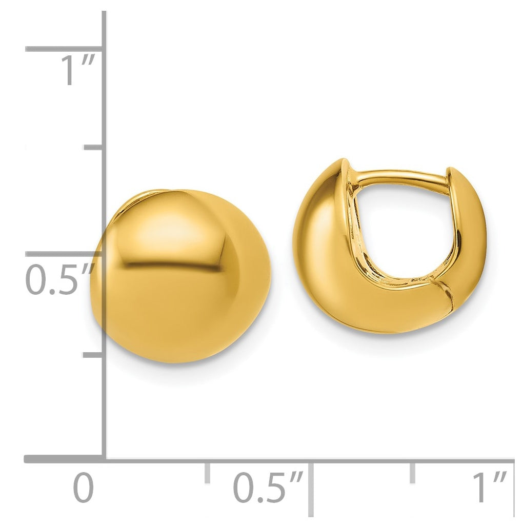 14k Yellow Gold Polished Hinged Hoop Earrings