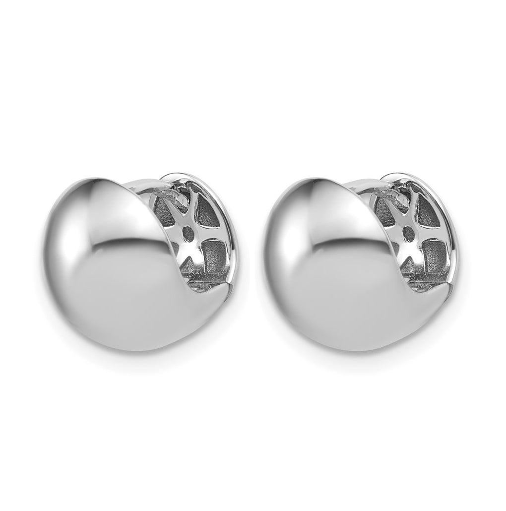 14K White Gold Polished Hinged Huggie Hoop Earrings