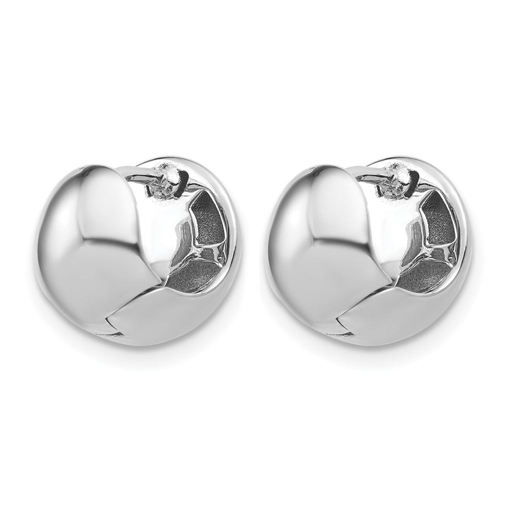 14K White Gold Polished Hinged Huggie Hoop Earrings