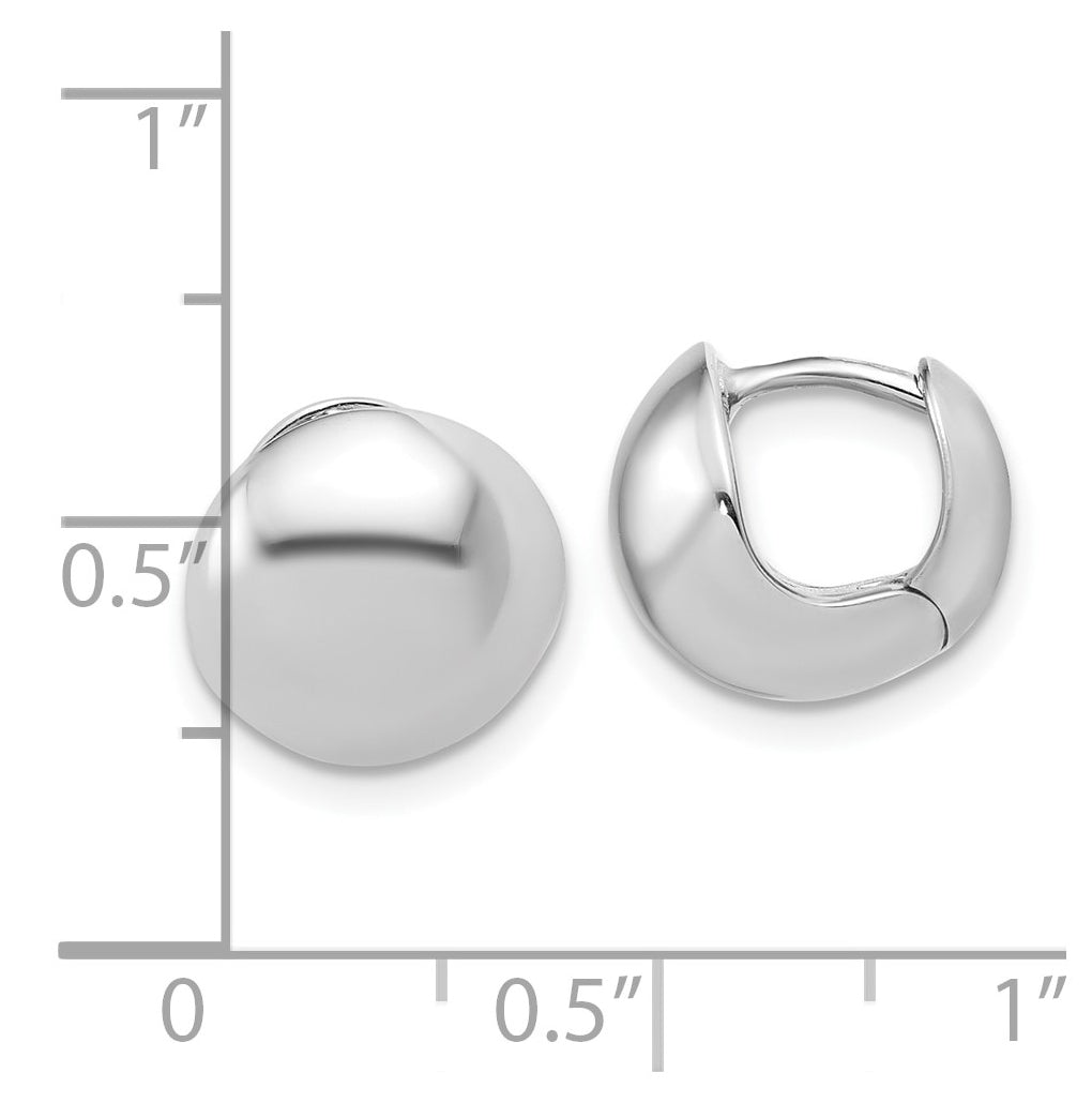 14K White Gold Polished Hinged Huggie Hoop Earrings