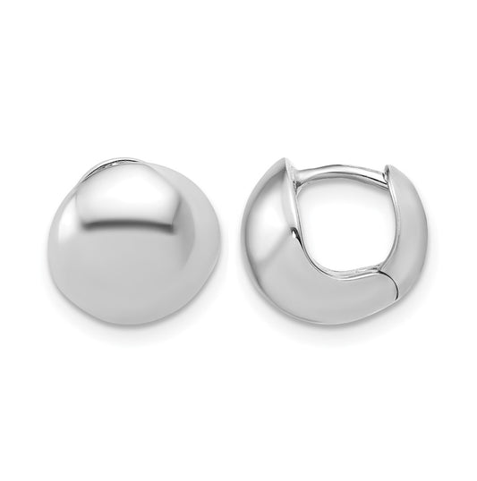 14K White Gold Polished Hinged Huggie Hoop Earrings