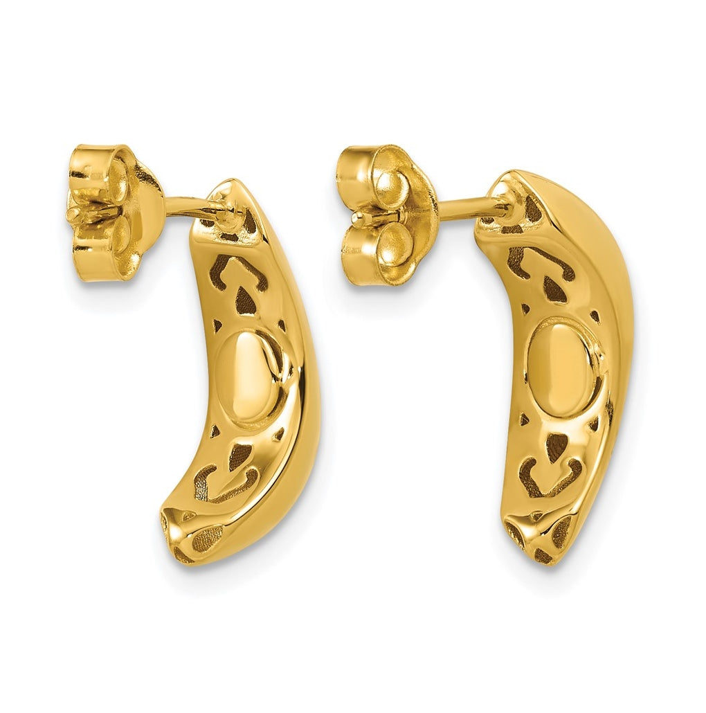 14k Yellow Gold Polished J-Hoop Post Earrings