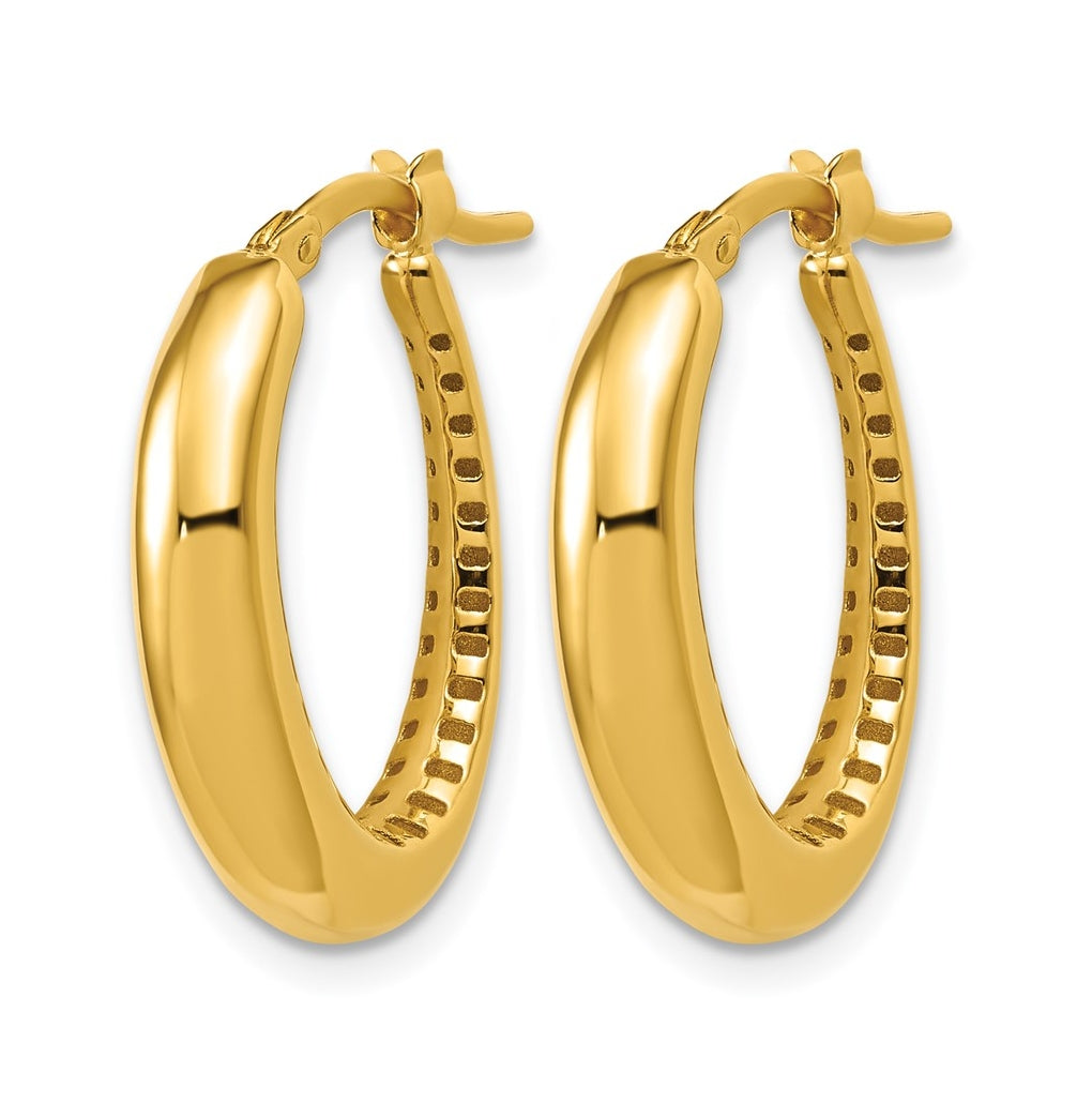 14k Yellow Gold Polished Oval Hoop Earrings
