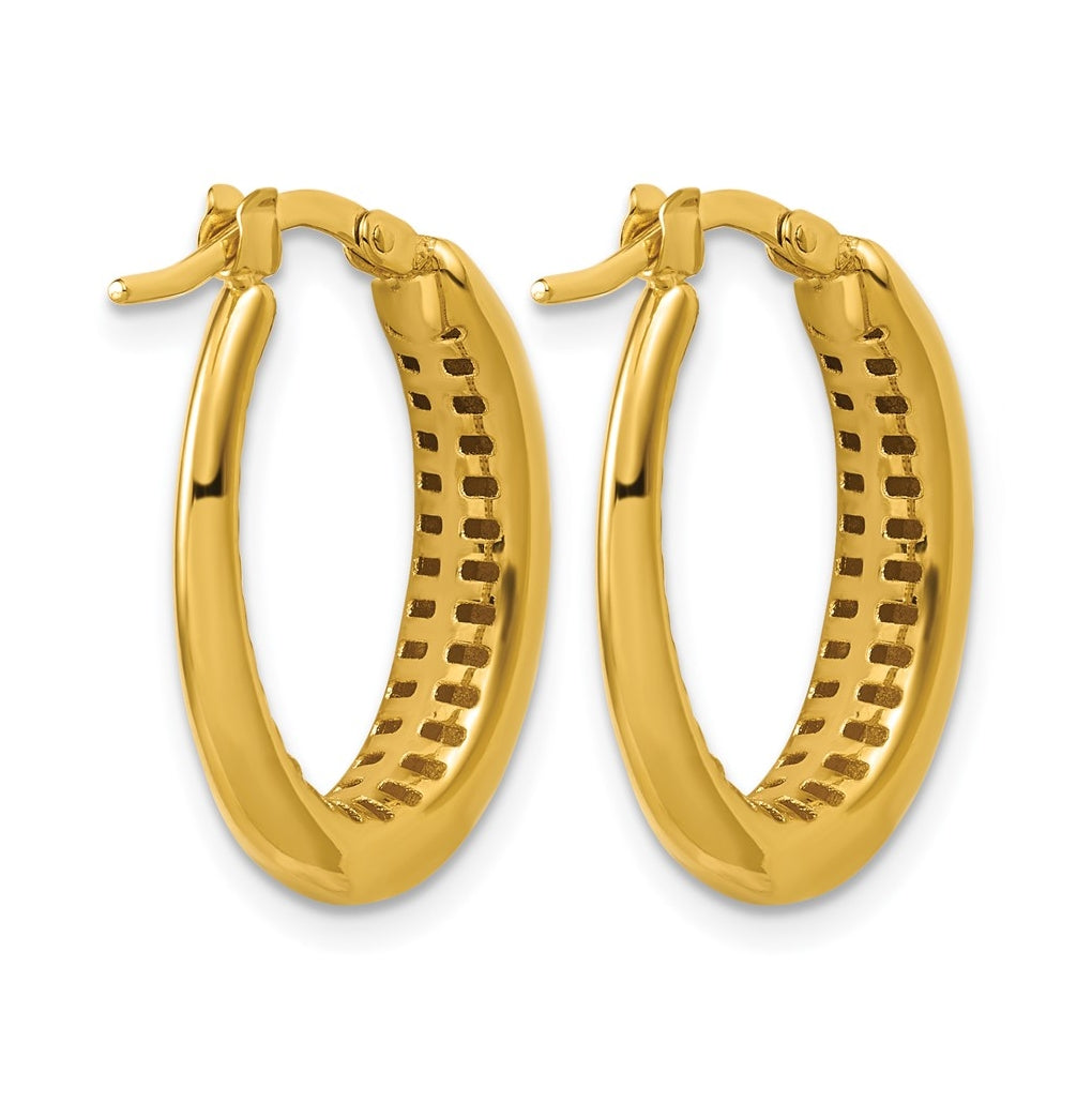 14k Yellow Gold Polished Oval Hoop Earrings