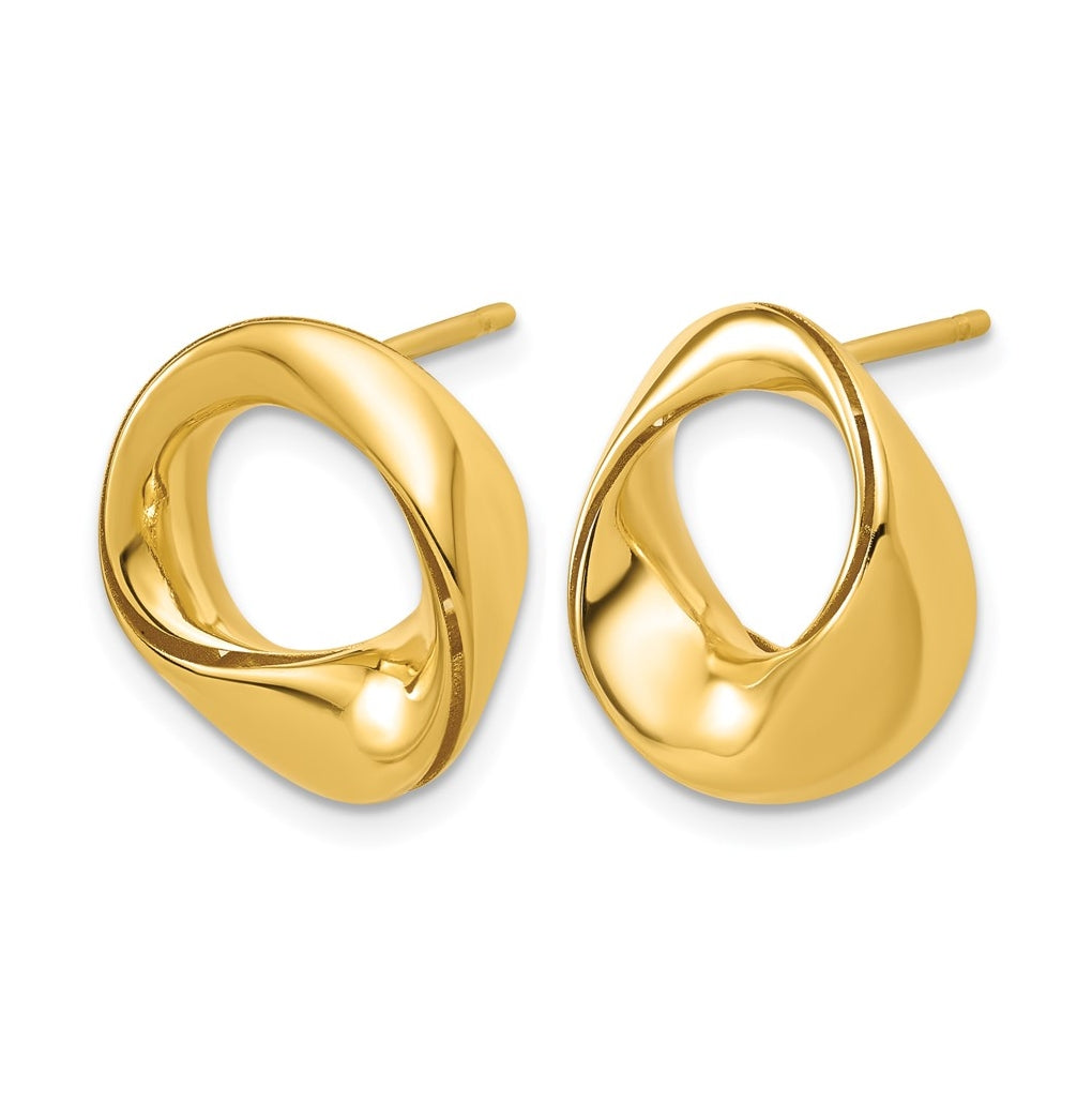14k Yellow Gold Polished Fancy Circle Post Earrings