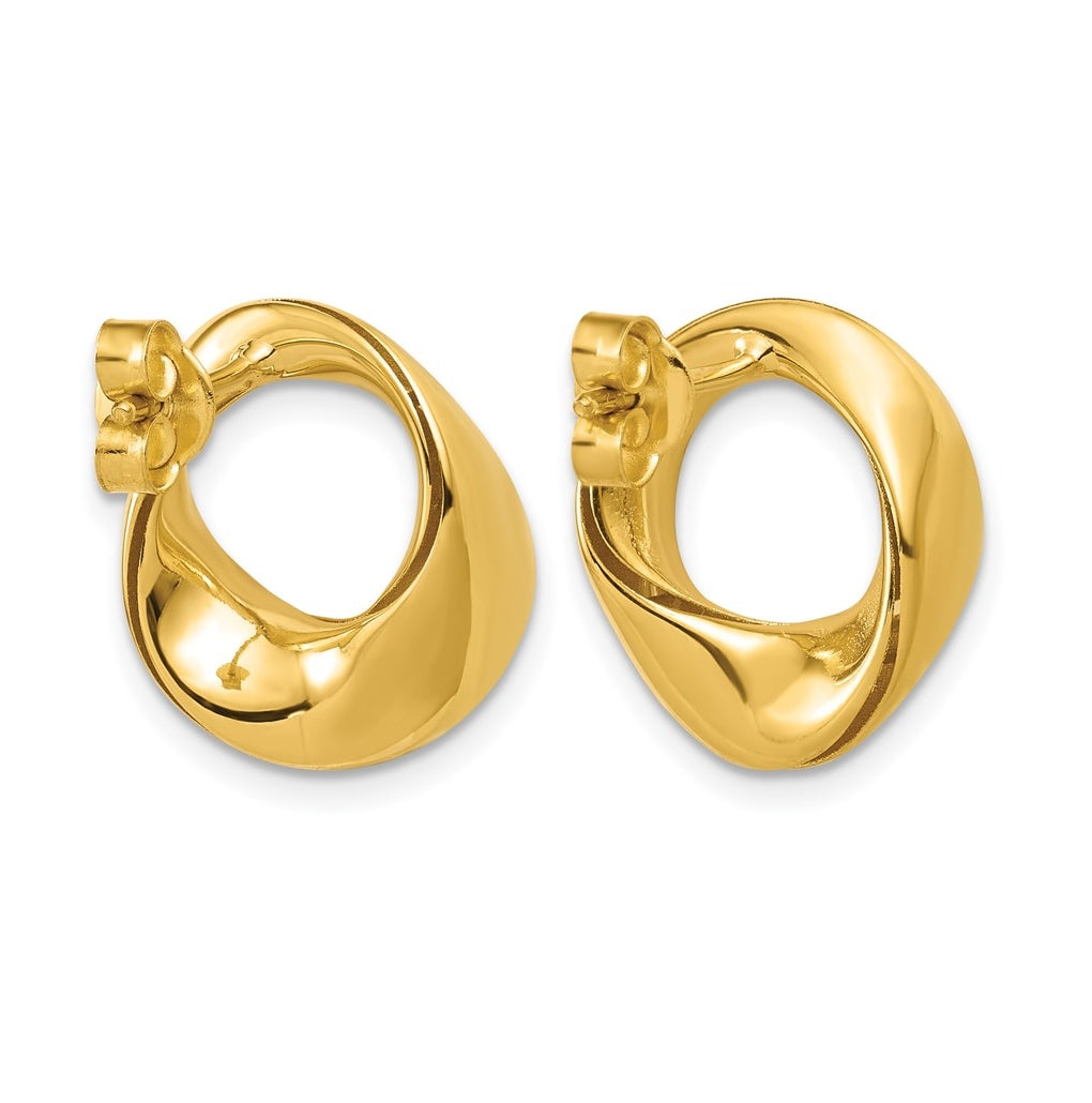 14k Yellow Gold Polished Fancy Circle Post Earrings