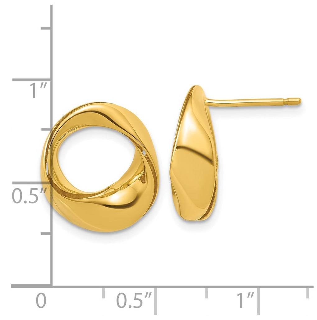 14k Yellow Gold Polished Fancy Circle Post Earrings