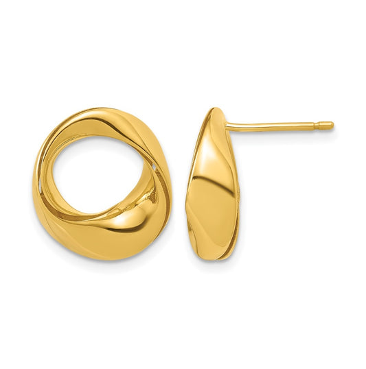 14k Yellow Gold Polished Fancy Circle Post Earrings