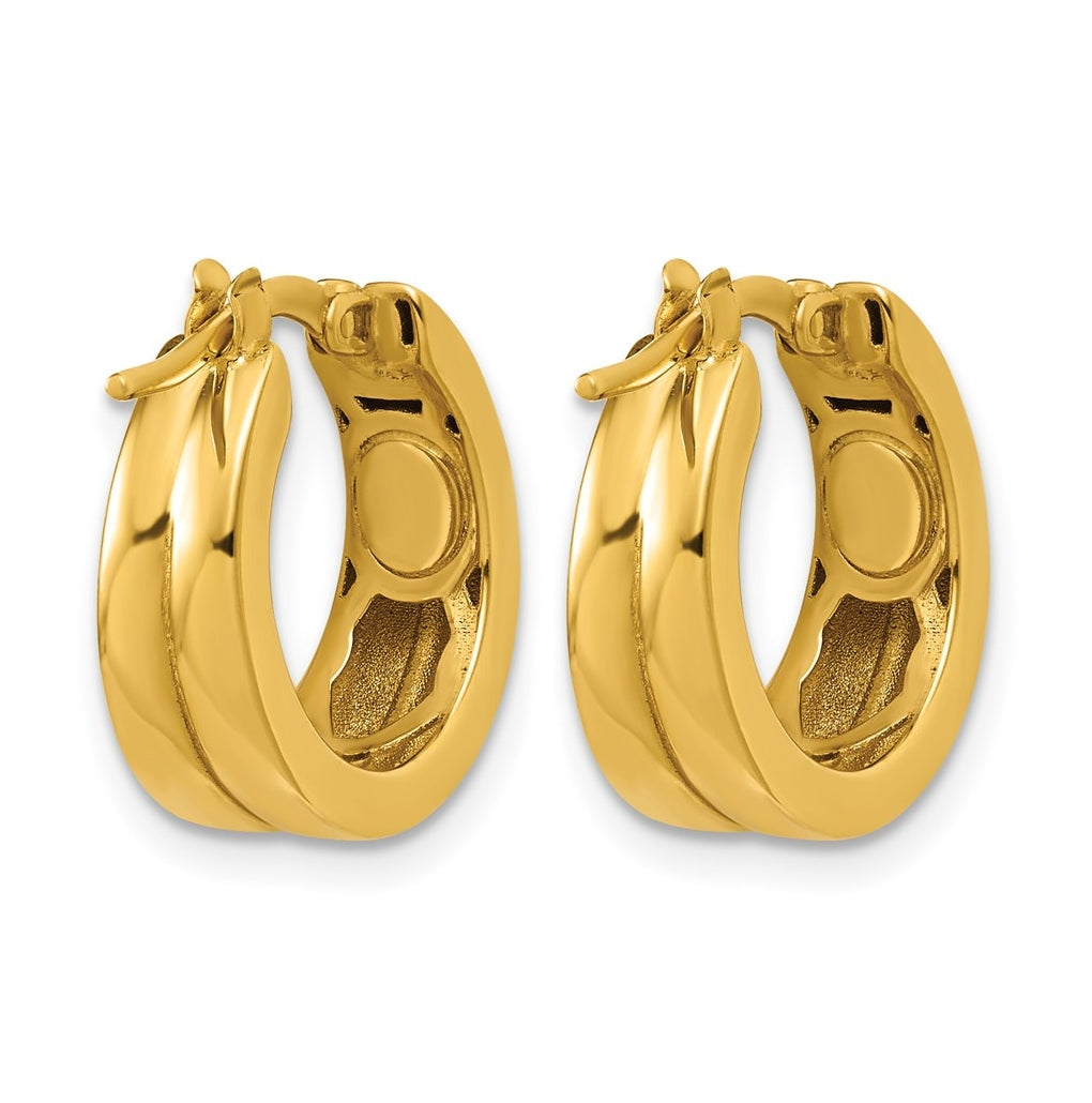 14k Yellow Gold Polished Grooved Round Hoop Earrings