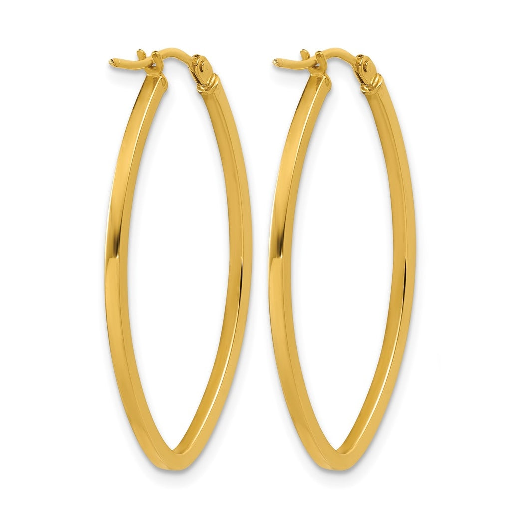 14k Yellow Gold Polished Oval Hoop Earrings
