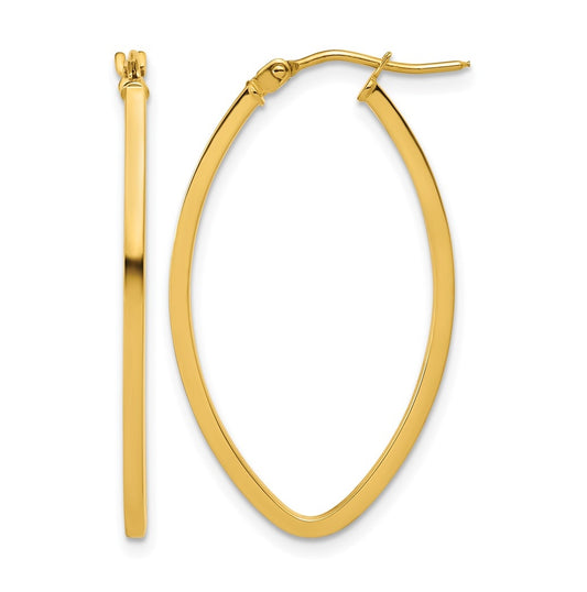 14k Yellow Gold Polished Oval Hoop Earrings