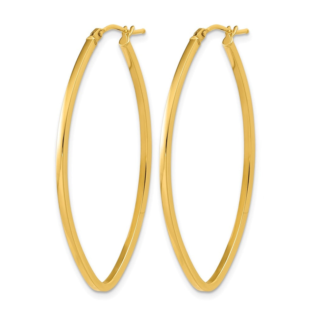14k Yellow Gold Polished Oval Hoop Earrings