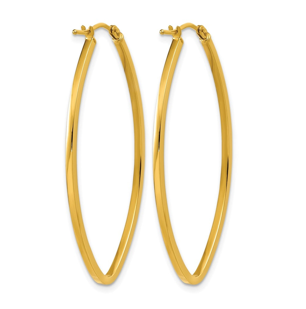 14k Yellow Gold Polished Oval Hoop Earrings