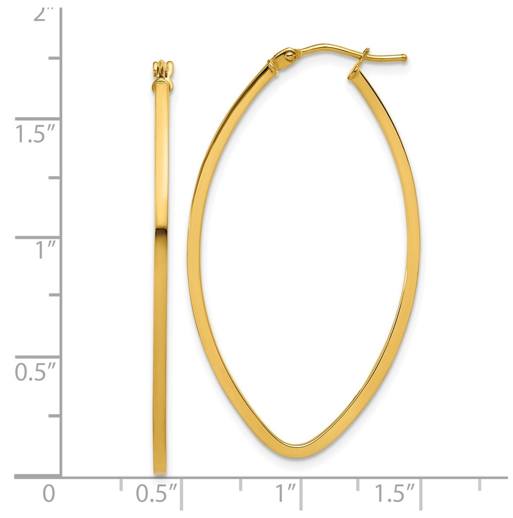 14k Yellow Gold Polished Oval Hoop Earrings