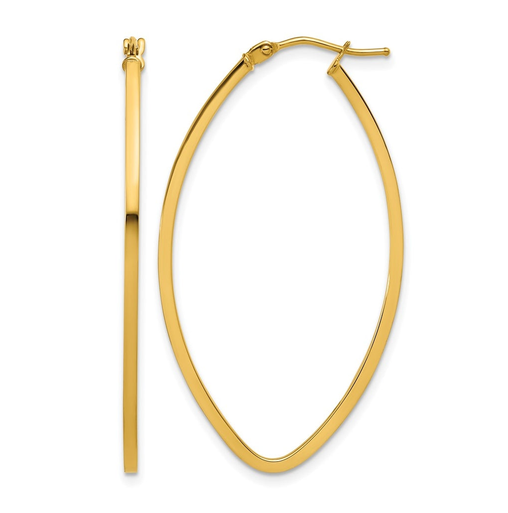 14k Yellow Gold Polished Oval Hoop Earrings