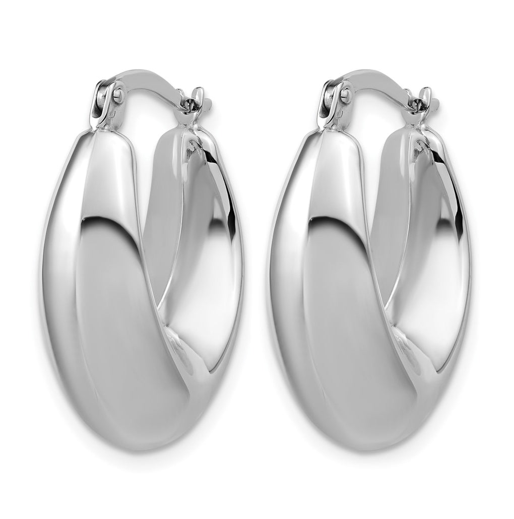 14K White Gold Polished Hoop Earrings