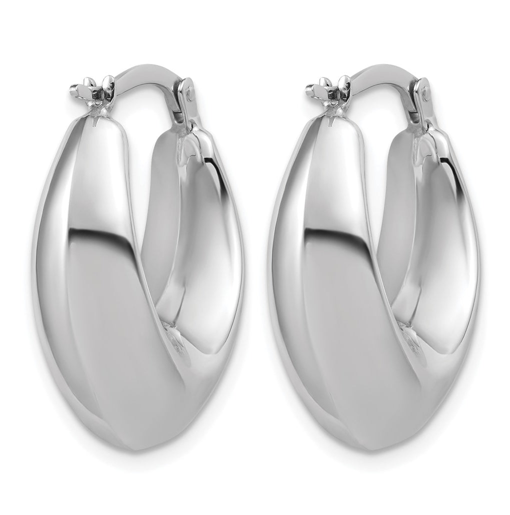 14K White Gold Polished Hoop Earrings