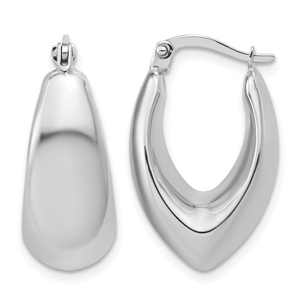14K White Gold Polished Hoop Earrings