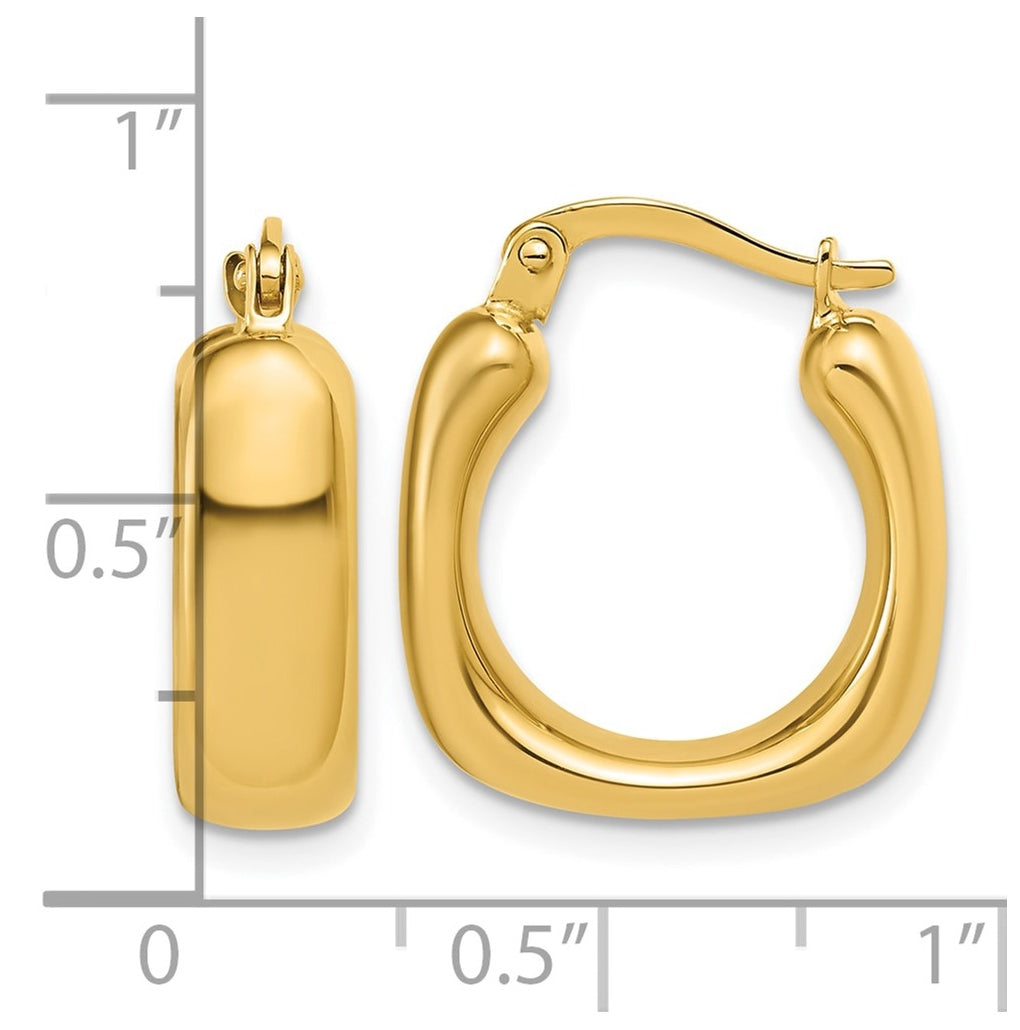 14k Yellow Gold Polished Square Hoop Earrings