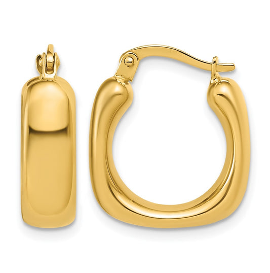 14k Yellow Gold Polished Square Hoop Earrings