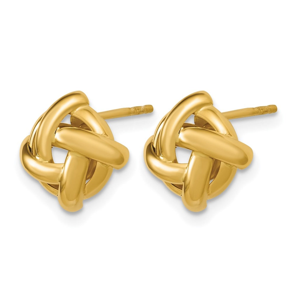 14k Yellow Gold Polished Square Knot Post Earrings