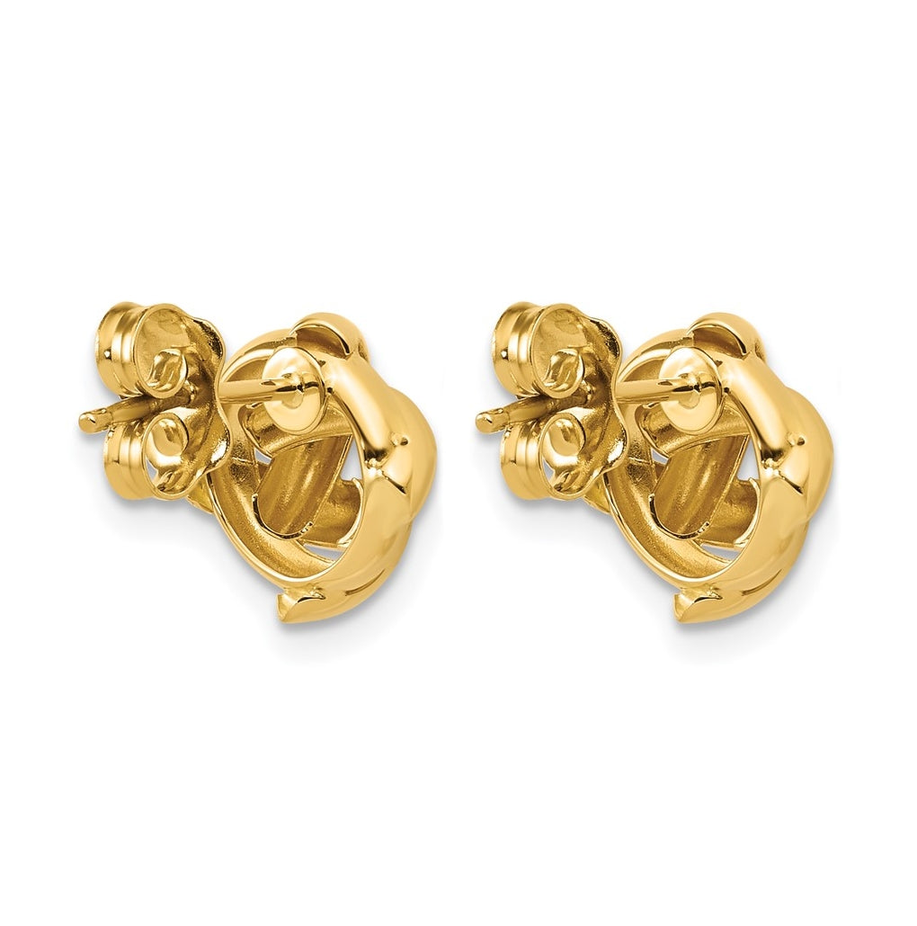 14k Yellow Gold Polished Square Knot Post Earrings