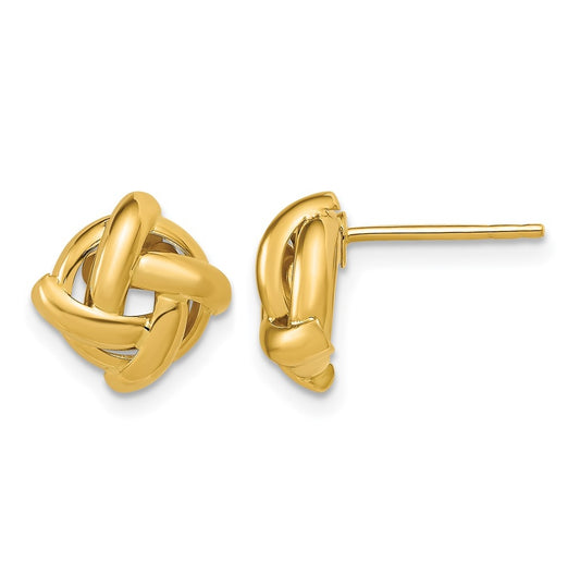 14k Yellow Gold Polished Square Knot Post Earrings