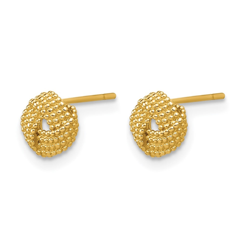 14k Yellow Gold Polished Textured Love Knot Post Earrings