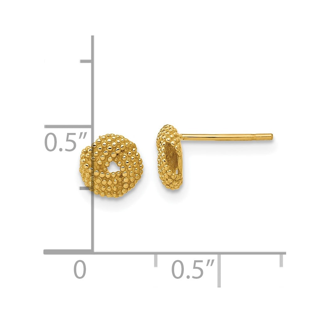 14k Yellow Gold Polished Textured Love Knot Post Earrings