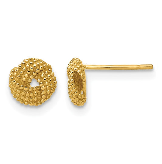 14k Yellow Gold Polished Textured Love Knot Post Earrings