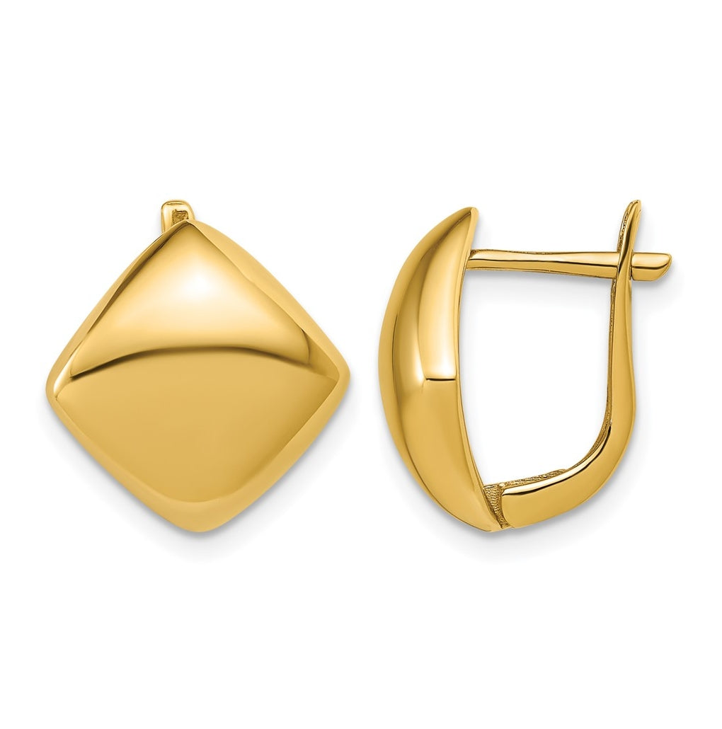 14k Yellow Gold Polished Geometric Hinged Hoop Earrings