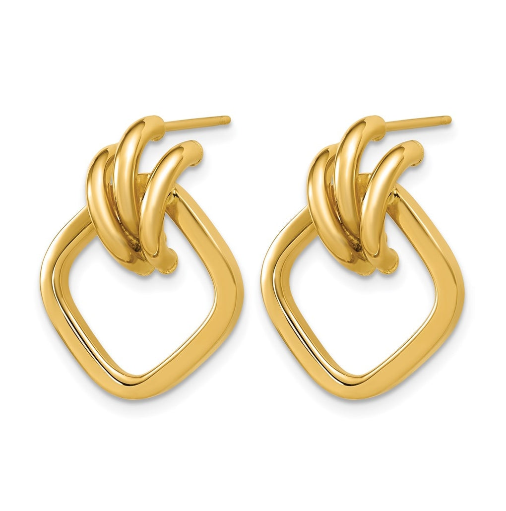 14k Yellow Gold Polished Dangle Post Earrings