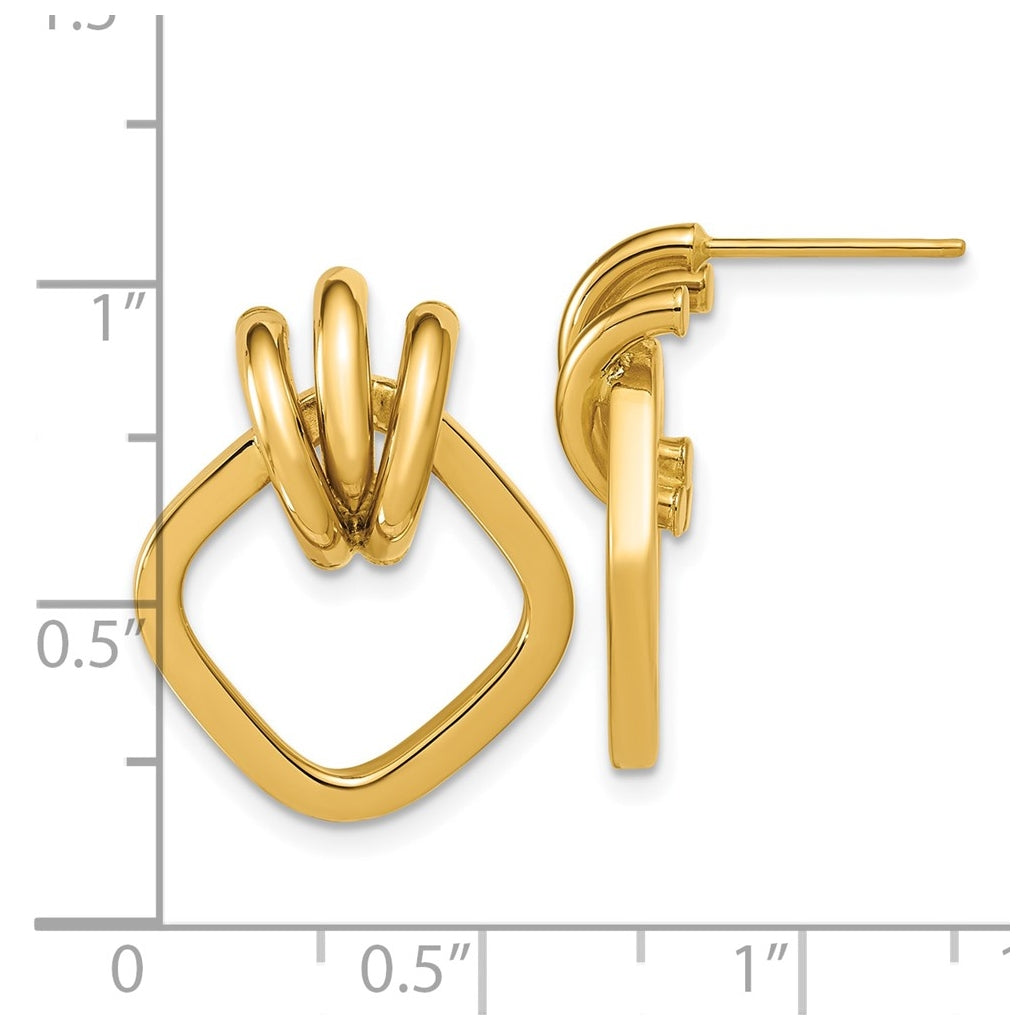 14k Yellow Gold Polished Dangle Post Earrings