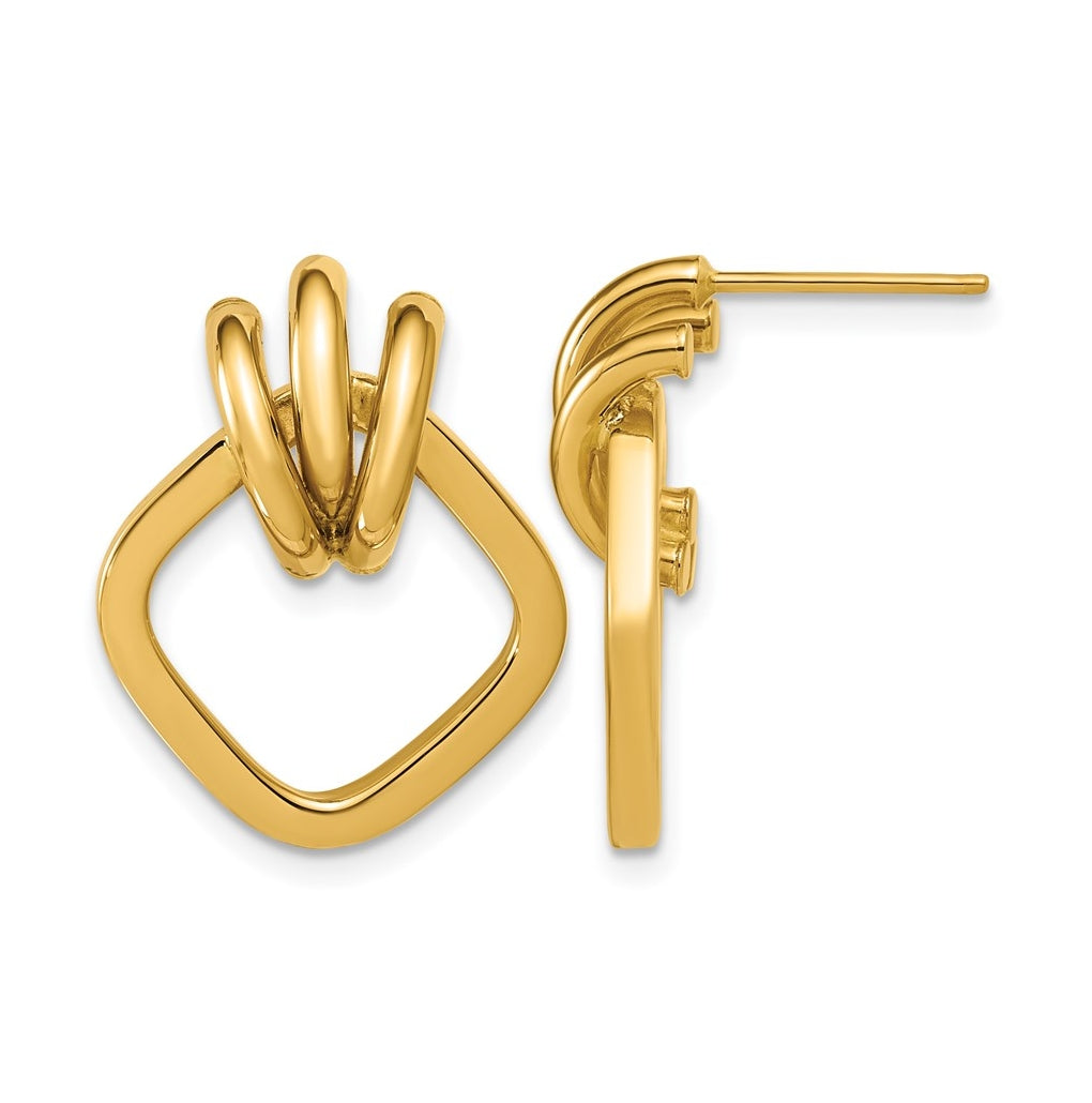 14k Yellow Gold Polished Dangle Post Earrings