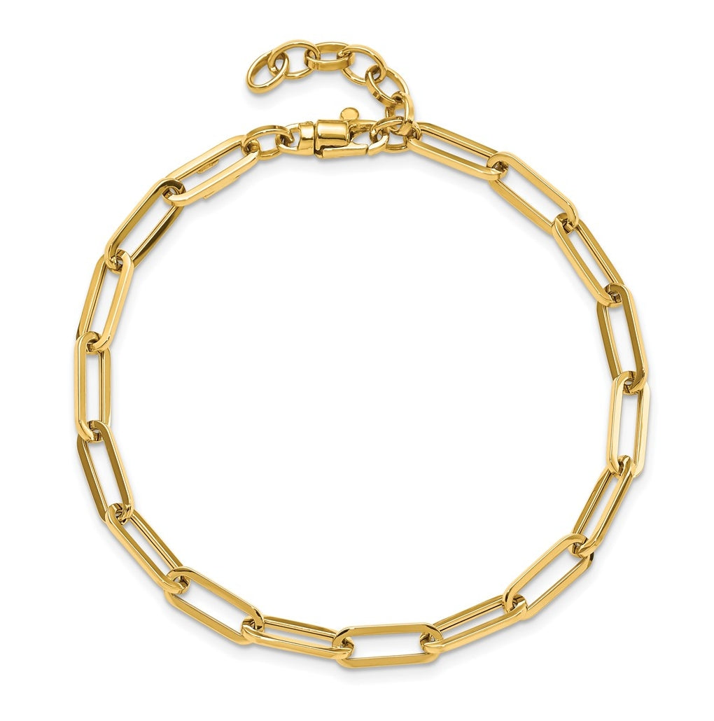 14k Yellow Gold Polished Fancy Link with 1in ext Bracelet