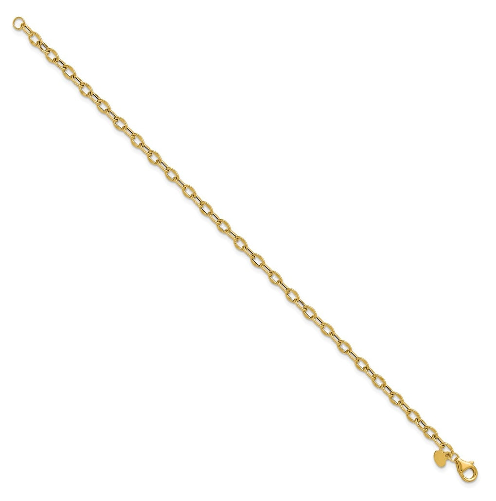 14k Yellow Gold Polished Fancy Flat Cable Link Bracelet